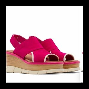 Sorel Hot Pink Platform Slingback Wedge Sandals